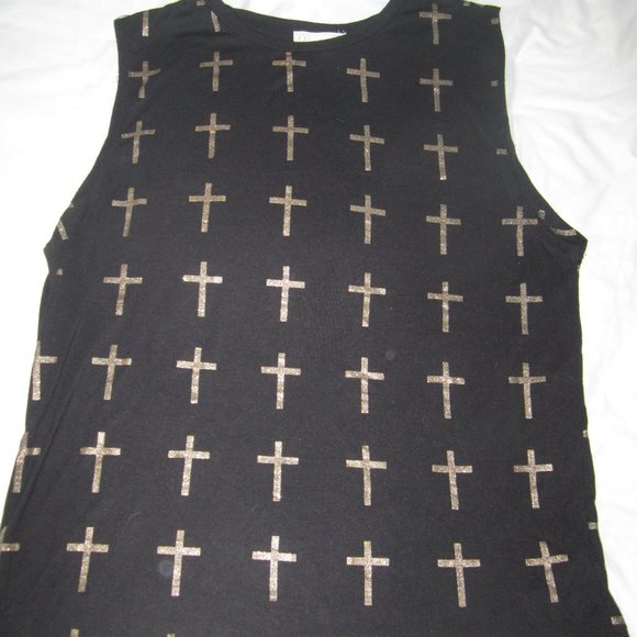 Women's Size S XXI Top with glittery gold crosses - Picture 8 of 16